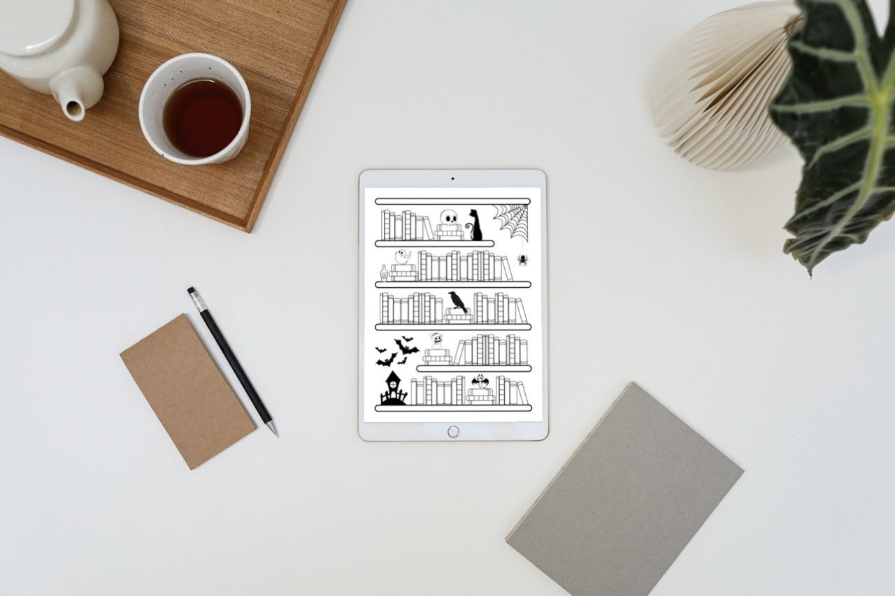 Halloween Bookshelf Reading Log Tracker - 91 Books