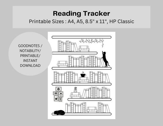 Cat Bookshelf Reading Log Tracker - 91 Books