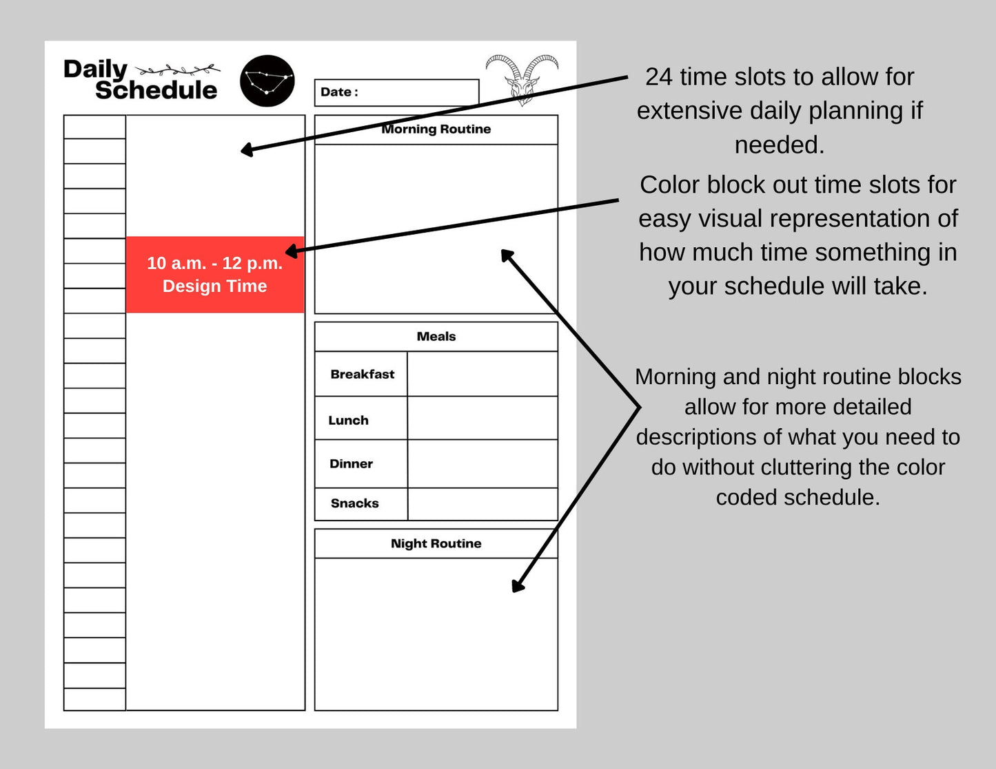 Zodiac Astrology Capricorn Daily Planner and Monthly Budget Tracker