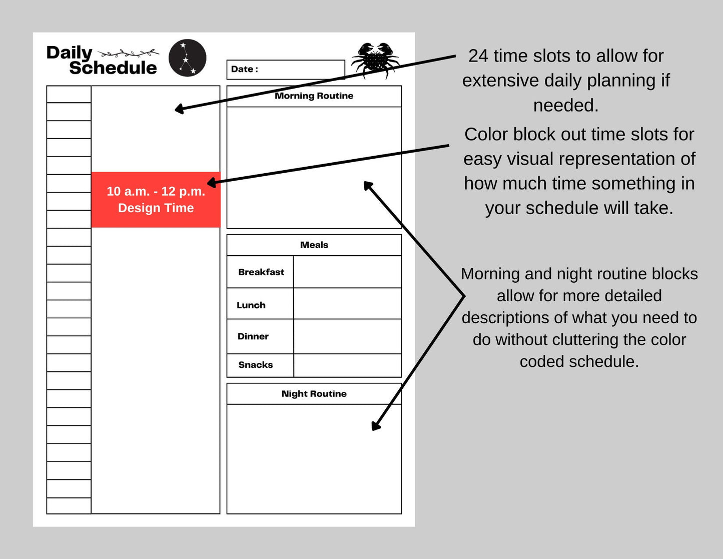 Zodiac Astrology Cancer Daily Planner and Monthly Budget Tracker