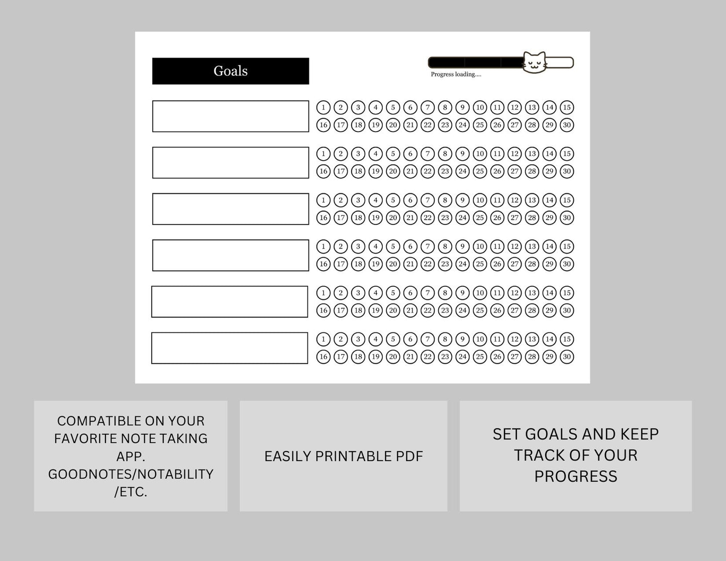 30 Day Habit Tracker for Multiple Goals