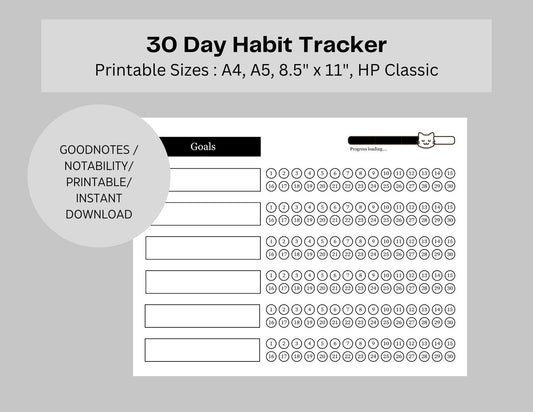 30 Day Habit Tracker for Multiple Goals