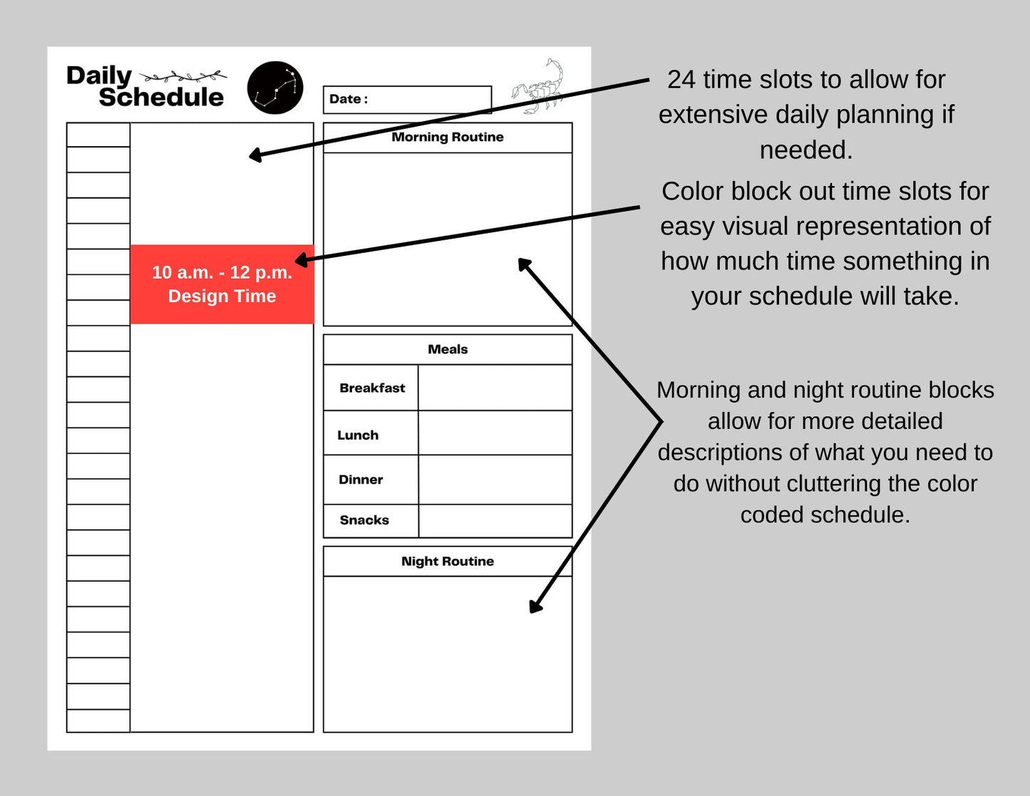 Zodiac Astrology Scorpio Daily Planner and Monthly Budget Tracker