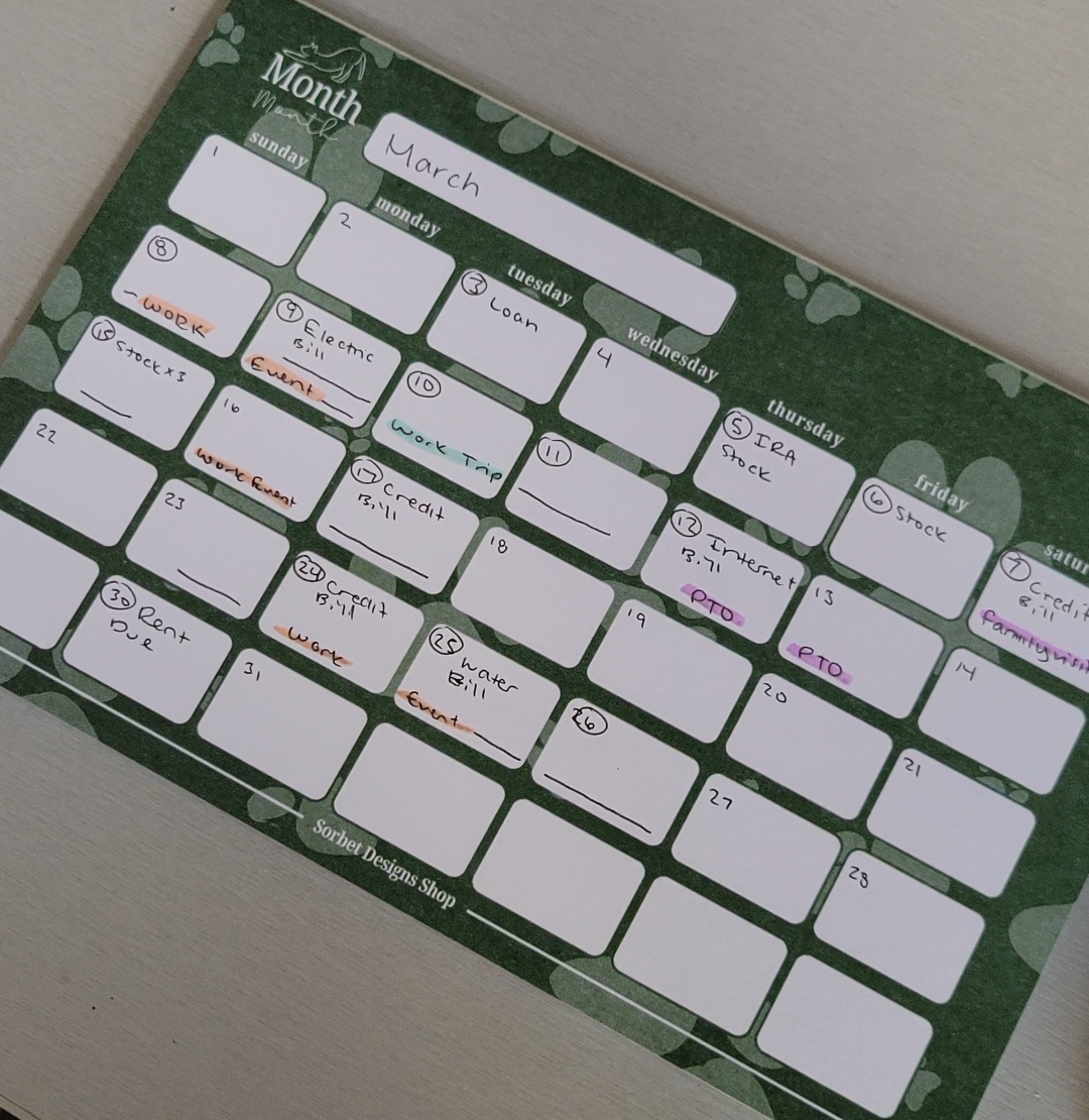 Undated Desk Calendar Notepad