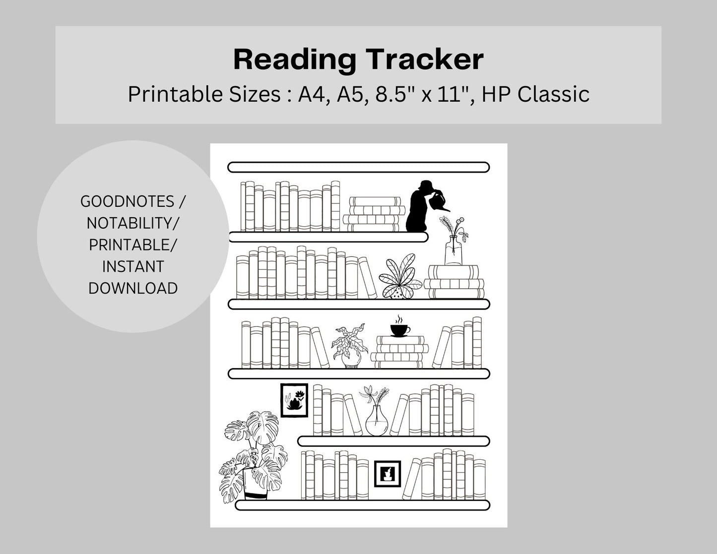 Gardening Bookshelf Reading Log Tracker - 75 Books