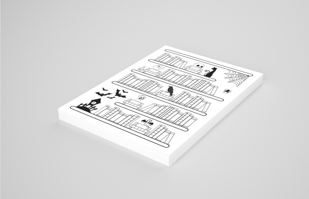 Halloween Bookshelf Reading Log Tracker - 91 Books