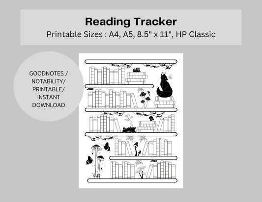 Mushroom Forest Bookshelf Reading Log Tracker - 75 Books