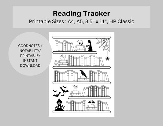 Halloween Bookshelf Reading Log Tracker - 91 Books